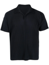 Issey Miyake Basics Pleated Polo In Blue
