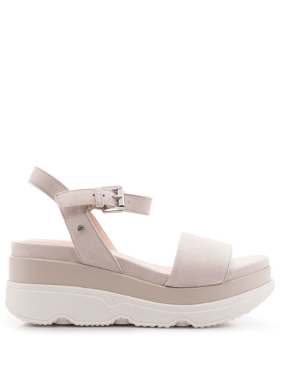 Geox Open Toe Wedge Sandals In Neutrals