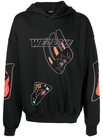 We11 Done Graphic-print Cotton Hoodie In Black