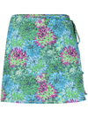 Reina Olga Hati Floral-print Wrap Skirt In Green
