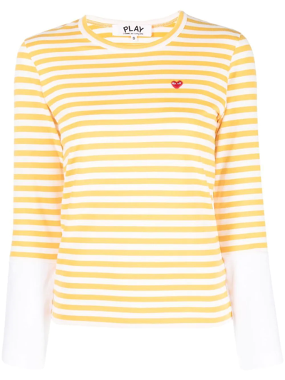 Comme Des Garçons Play Striped Long-sleeve T-shirt In Yellow