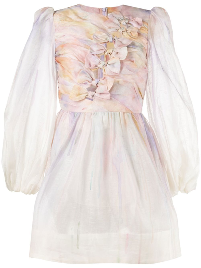 Zimmermann Rhythmic Knot Organza Minidress In Multi