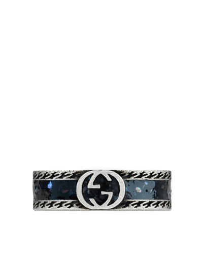 Gucci Interlocking G Enamel Ring In Black