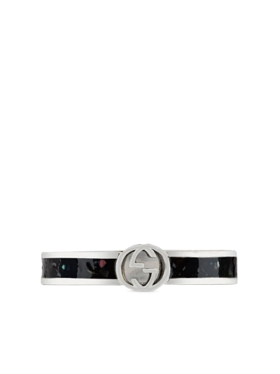 Gucci Interlocking G Enamel Ring In Silber