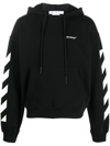 Off-white Brand-embroidery Kangaroo-pocket Relaxed-fit Cotton-jersey Hoody In Schwarz