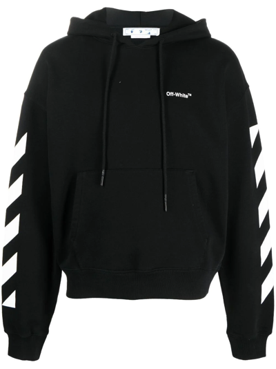 Off-white Brand-embroidery Kangaroo-pocket Relaxed-fit Cotton-jersey Hoody In Schwarz