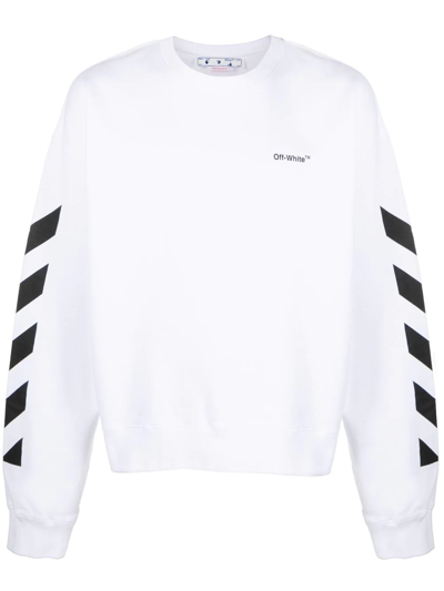 Off-white Diag Helvetica Crewneck Sweatshirt In White