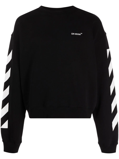 Off-white Off White Mans Black Jersey Wave Diag Sweatshirt