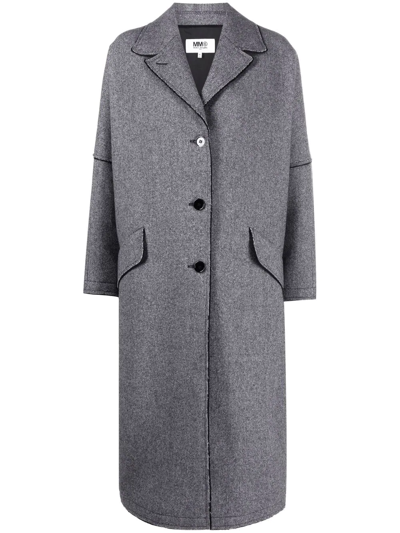 Mm6 Maison Margiela Oversized Button-front Seamed Wool Coat In Grey