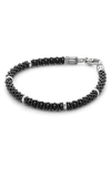 Lagos Black Caviar Ceramic Sterling Silver And 18k Gold Bracelet In Black/ Silver