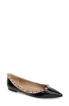 Valentino Rockstud Patent Leather Ballet Flats In Black/ Blush
