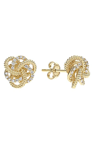 Lagos 18k Yellow Gold Love Knot Stud Earrings With Diamonds