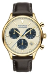 Movado 'HERITAGE' CHRONOGRAPH LEATHER STRAP WATCH, 43MM,3650007