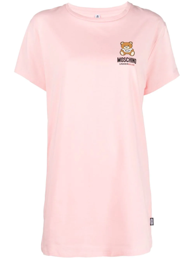 Moschino Teddy Bear Longline T-shirt In Pink