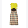 Tory Burch Panelled Silk-chiffon Midi Dress In Plaid