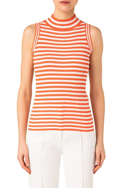 Akris Punto Kodak Striped Sleeveless Top In Orange