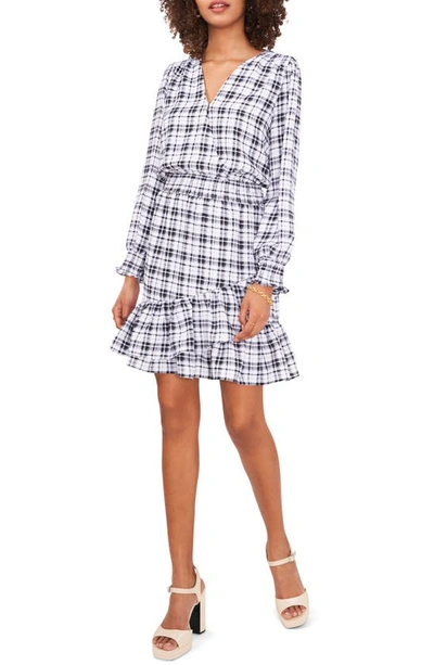 Vince Camuto Australian Moment Plaid Long Sleeve Dress In White