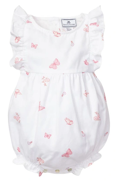 Petite Plume Baby Girl's Butterflies Print Ruffle Bubble Romper In White