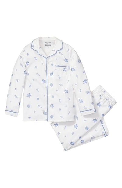 Petite Plume Babies' Kids' Seashell Print Two-piece Pajamas In White