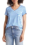 Caslon Short Sleeve V-neck T-shirt In Blue Palace- White Stripe