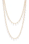 NORDSTROM DAINTY CUBIC ZIRCONIA SHAKY LAYERED NECKLACE
