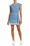 Mavi Jeans Carrie Denim Wrap Minidress In Light Denim