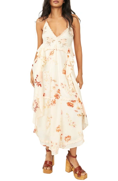 Free People Audrey Cream Floral-print Midi Dress In Copper Rose Combo