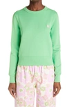 Acne Studios Faro Face Patch Organic Cotton Sweatshirt In Fern Green