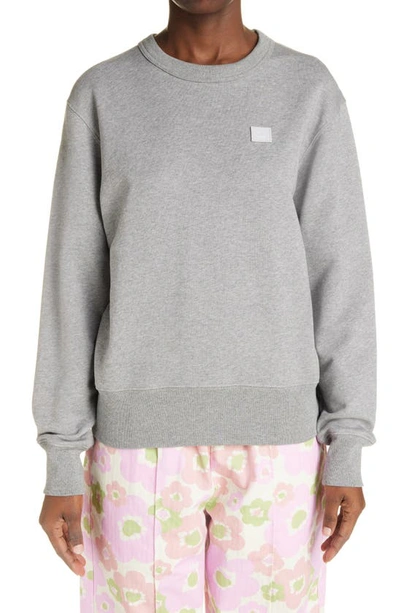 Acne Studios Fairah Face Patch Organic Cotton Sweatshirt In Grey
