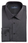 Daniel Hechter Tonal Dot Non-iron Stretch Dress Shirt In Black
