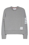 Thom Browne 4-bar Crewneck Sweatshirt In Light Grey