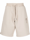 Ami Alexandre Mattiussi Ami De Coeur Logo Cotton Track Shorts In Neutrals