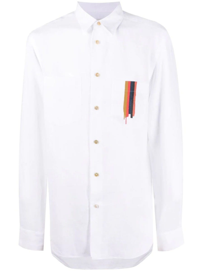 Paul Smith Stripe Detail Linen Shirt In White
