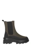 Stuart Weitzman Chelsea Boots With Lug Sole And Pull Tab In Black/green