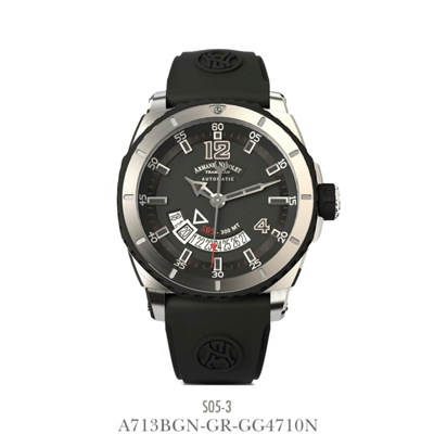 Armand Nicolet Melrose Collection Sh5 Automatic Grey Dial Mens Watch A713bgn-gr-gg4710n In Black / Grey