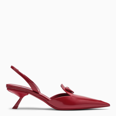 Prada Brushed Leather Pointy-toe Slingback Pump In Red