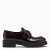 PRADA CHOCOLATE LOAFERS IN BROWN BRUSHED LEATHER