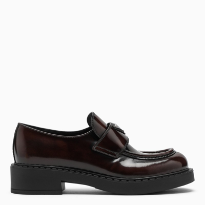 Prada Chocolate Loafers In Brown Brushed Leather
