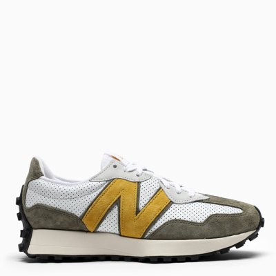 New Balance Green 327 Panelled Low Top Sneakers - Men's - Polyamide/leather/rubber/fabric In White