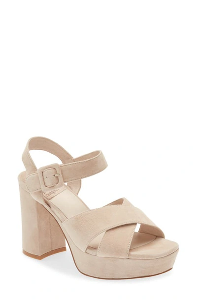 Jeffrey Campbell Amma Platform Slingback Sandal In Ice Suede