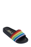 Melissa Beach Slide Sandal In Black Rainbow