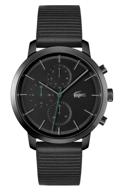 Lacoste Men's Replay Black Leather Strap Watch - One Size