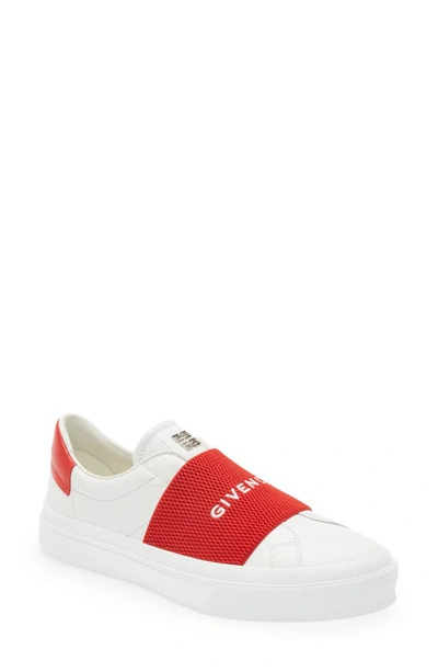Givenchy White & Red City Sport Low-top Sneakers In White Red