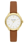Kate Spade Morningside Scallop Leather Strap Watch, 34mm In Brown