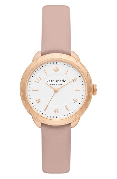 Kate Spade Morningside Scallop Leather Strap Watch, 34mm In Pink