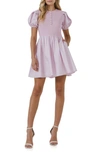English Factory Mixed Media Henley Minidress In Pink