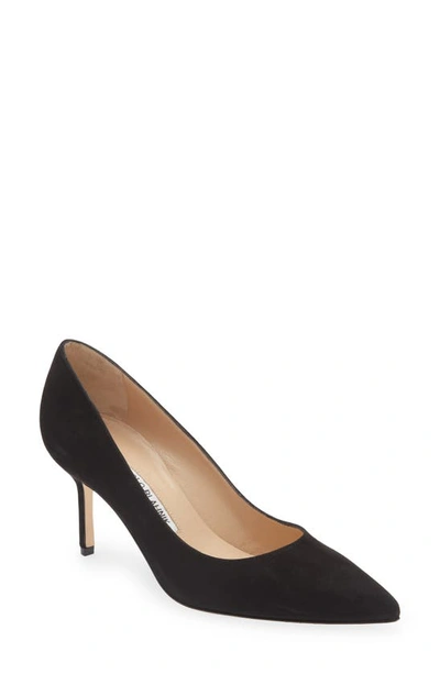 Manolo Blahnik Bb Pointed Toe Pump In Black Suede