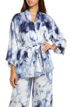 Natori Sora Tie Dye Satin Robe In Indigo