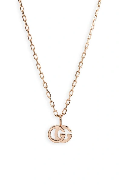 Gucci Gg Running 18ct Rose-gold Pendant Necklace In Pink