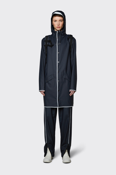 Rains Long Jacket Reflective In Navy Reflective